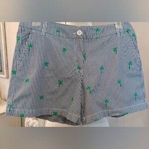 Crown & Ivy Caroline Shorts Blue/white With Palm Trees Sz 10 #0327